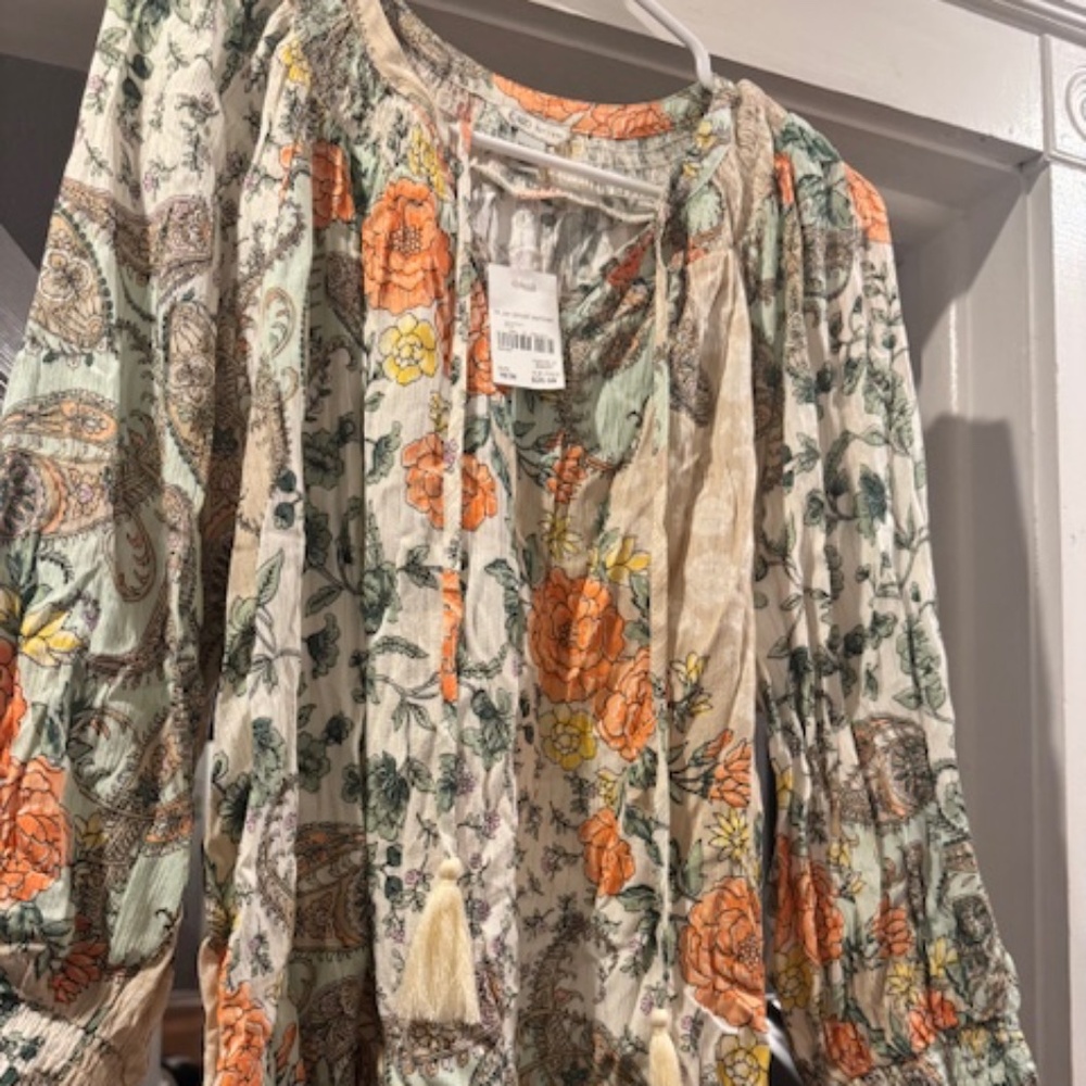 Cato, 18/20, Cream/Orange/Green Floral Print